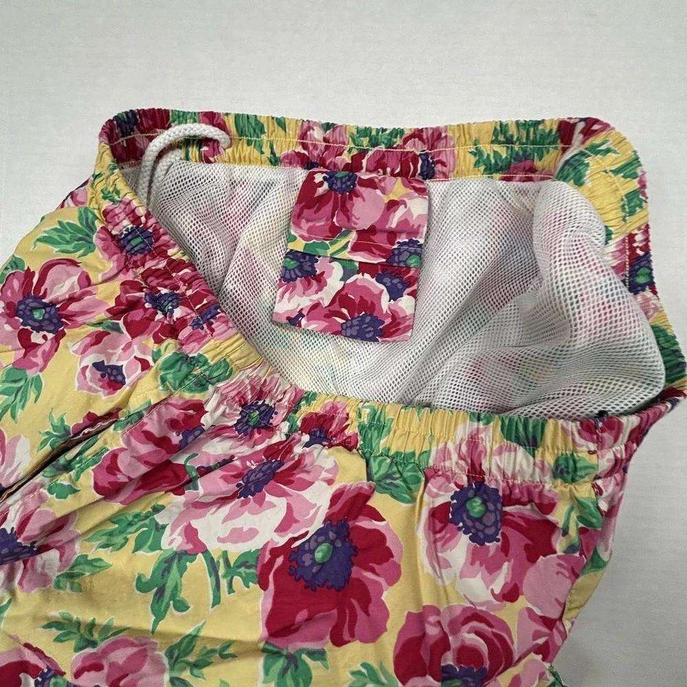 VTG Polo Ralph Lauren Mens XL Swim Trunks Floral Cotton Shorts Beach Romantic EC